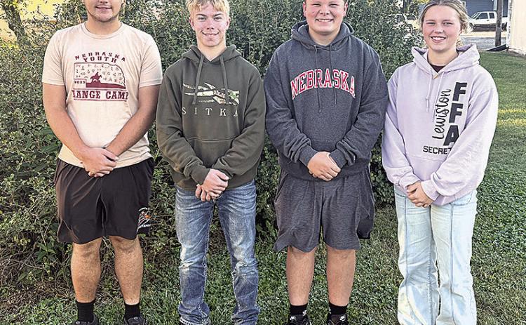 Lewiston’s 1st place Senior Division Range Judging Team. From left to right Axel Seeman, Evan Christen, Taven Borcher, Ayden Hunzeker. They will be competing at the state competition in Keya Paha County Wednesday (9/24)