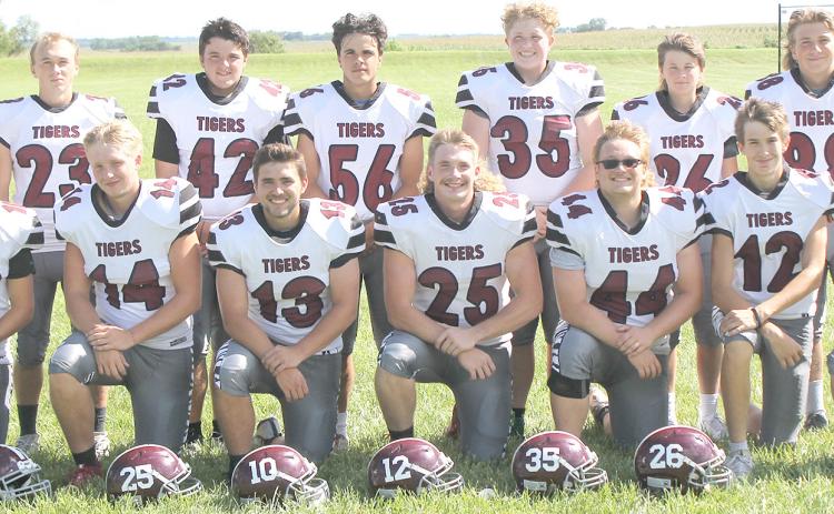 Members of the 2023 Lewiston football team are front, from left: Everett Bohling, Caleb Rule, Brady Bledsaw, Tristen Ray, Jaxon Janssen, Ashton Sanders, Evan Christen. Back row: Alex Pospichal, Kaden Wagner, Axel Seeman, Alex Seeman, Brody Wright, Cashton Steinacher, Zander Wagner. Not pictured: Head Coach Chuck Humphrey, Asst. Coaches Mathew Sholty, Alex Callan and Eric Bledsaw.