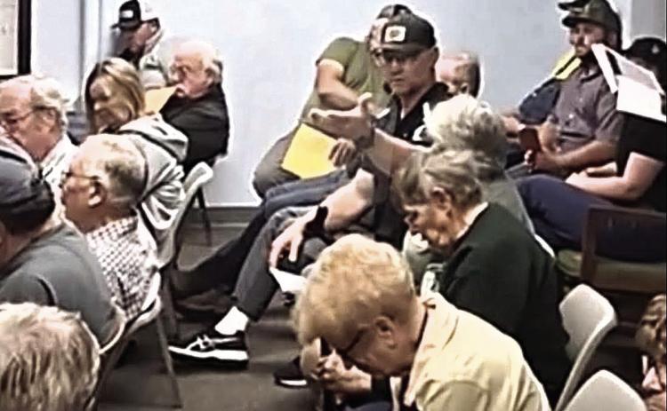 Citizens from Lewiston School District as well as Pawnee County residents attend Commissioners Tax Meeting at Pawnee City Courthouse