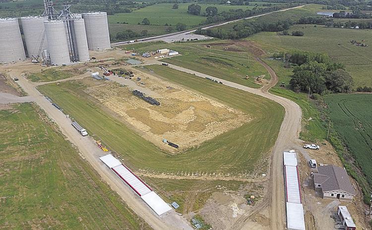 Aerial photo showcasing inbound and outbound scales Photo Courtesy of Farmer's Co-Op